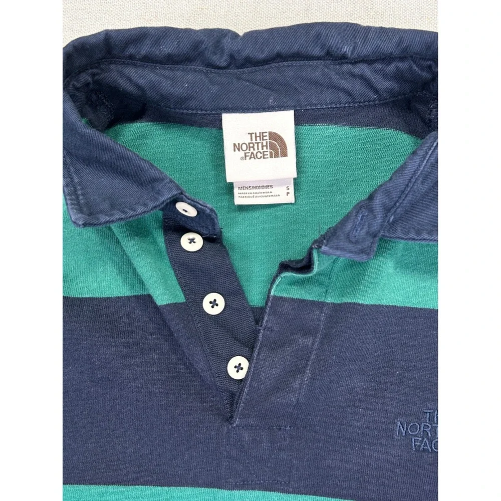 Vintage The North Face Mens Small Rugby Shirt Classic Striped Long Sleeve Polo